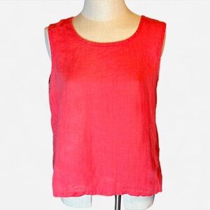 Vintage Dick & Jayne Coral Red Linen Sleeveless Tank Top